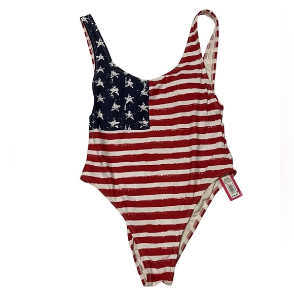 Xhilaration American Flag One Piece Swimsuit Juniors M Patriotic 4th of July NWT - Picture 3 of 4